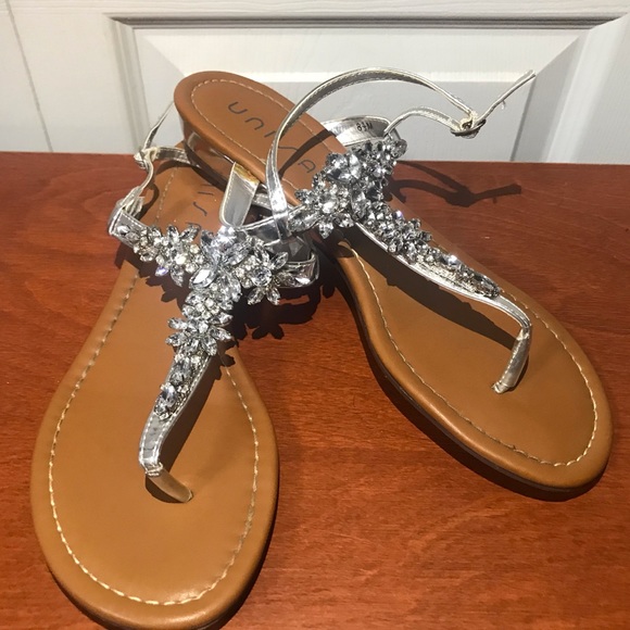 Unisa Shoes - Nice Sandals with Rhinestones and Small Wedge